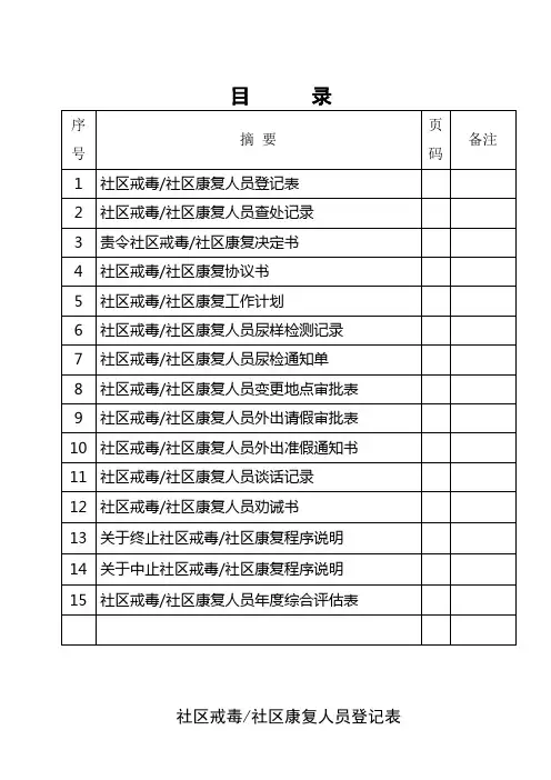 社区戒毒社区康复人员档案