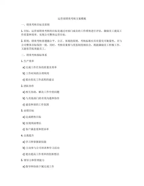 运营部绩效考核方案模板