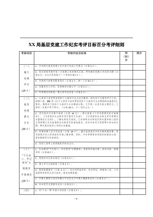基层党建考核相关表格