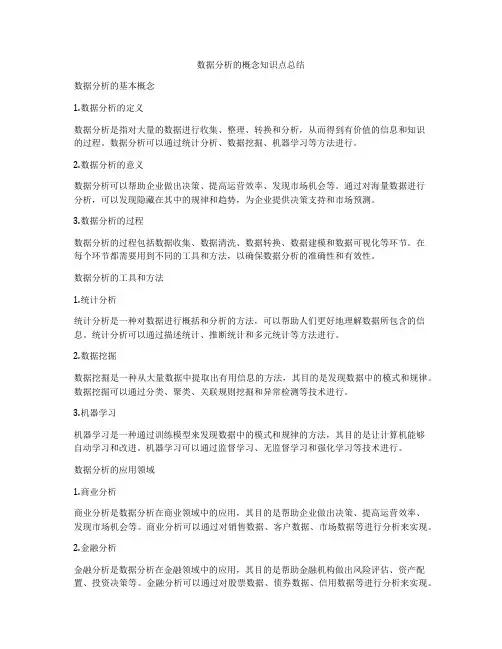 数据分析的概念知识点总结