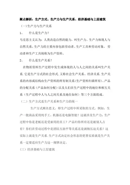 疑点解析：生产方式、生产力与生产关系、经济基础与上层建筑-范本模板