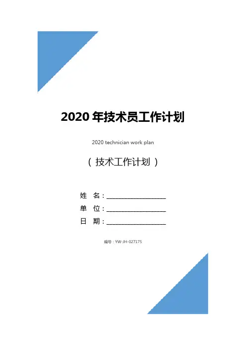 2020年技术员工作计划