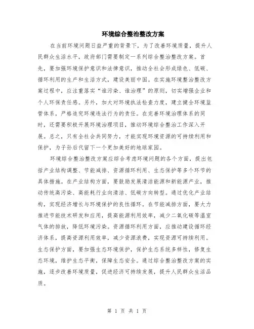 环境综合整治整改方案