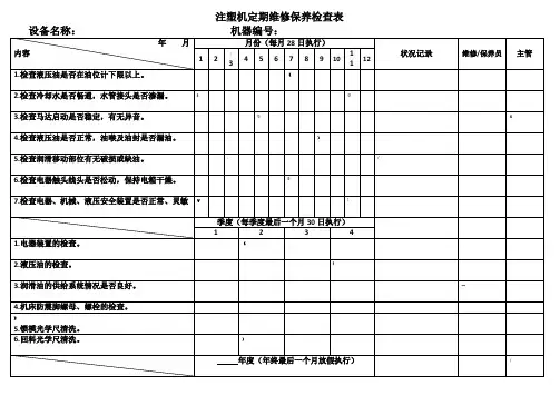 注塑机定期维护保养记录表