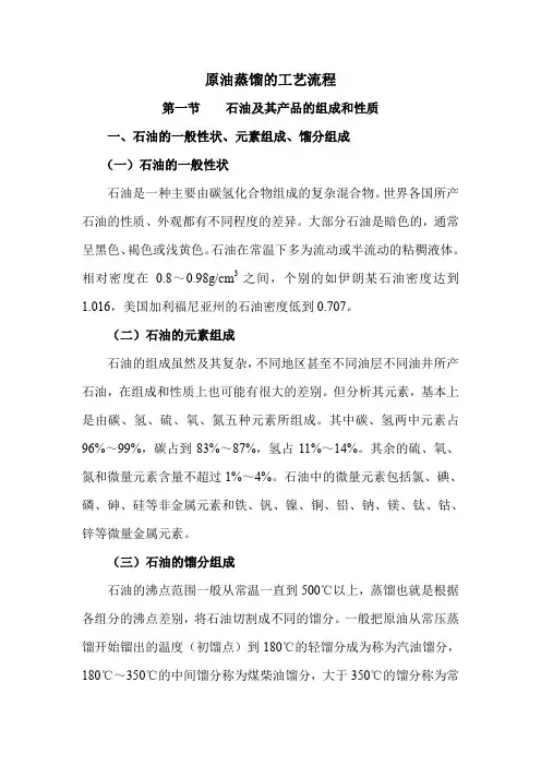 原油蒸馏的工艺流程