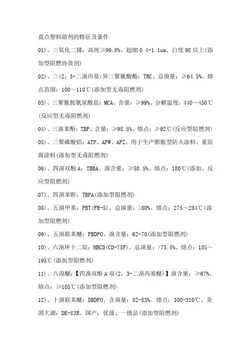 盘点塑料助剂的特征及条件