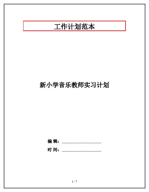 新小学音乐教师实习计划