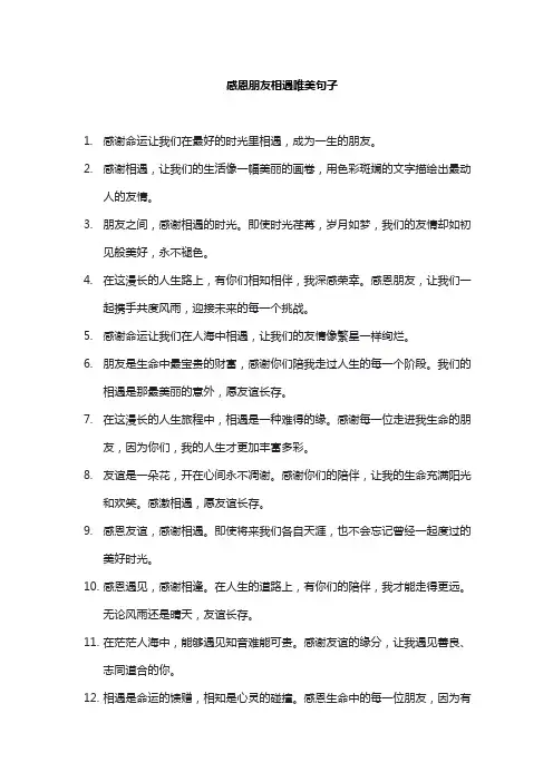 感恩朋友相遇唯美句子