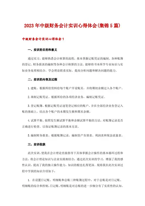 2023年中级财务会计实训心得体会(集锦5篇)