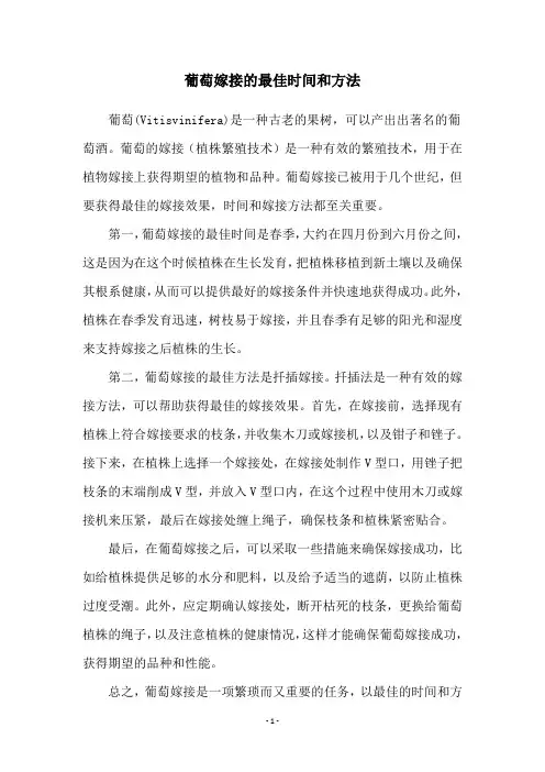 葡萄嫁接的最佳时间和方法