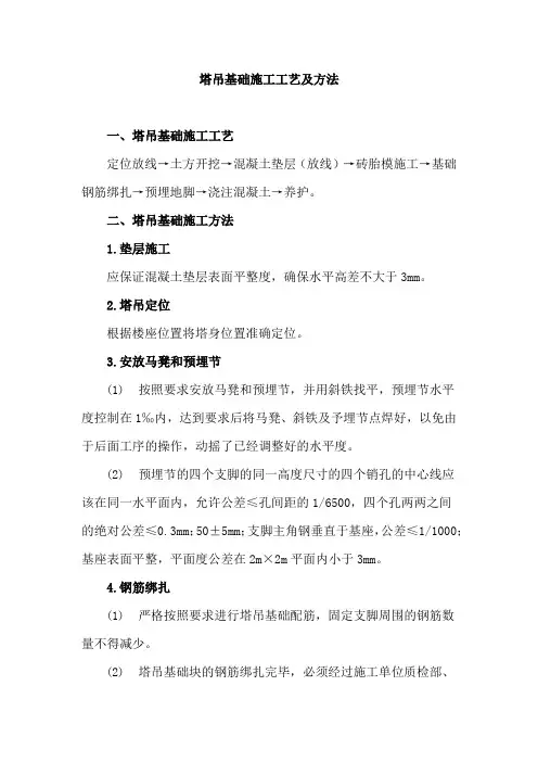 塔吊基础施工工艺及方法