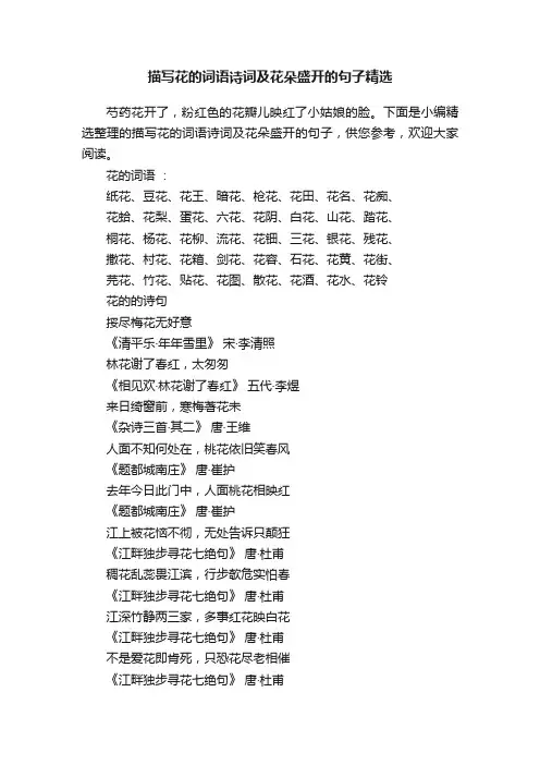 描写花的词语诗词及花朵盛开的句子精选