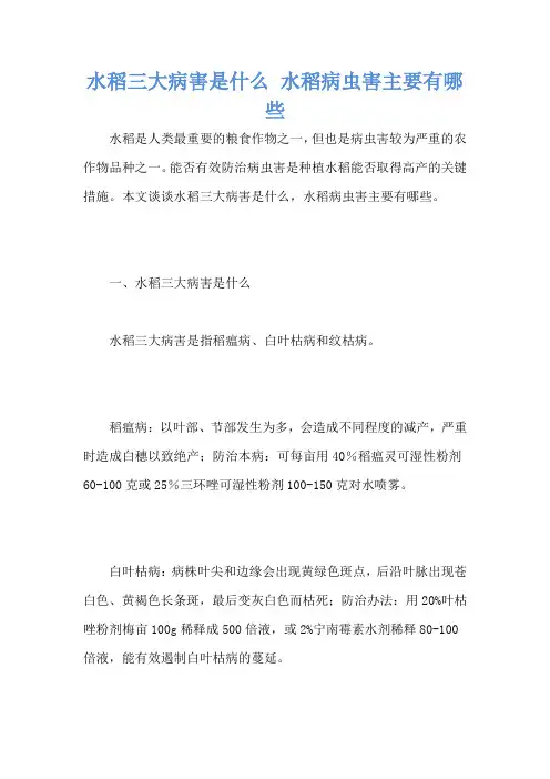 水稻三大病害是什么 水稻病虫害主要有哪些