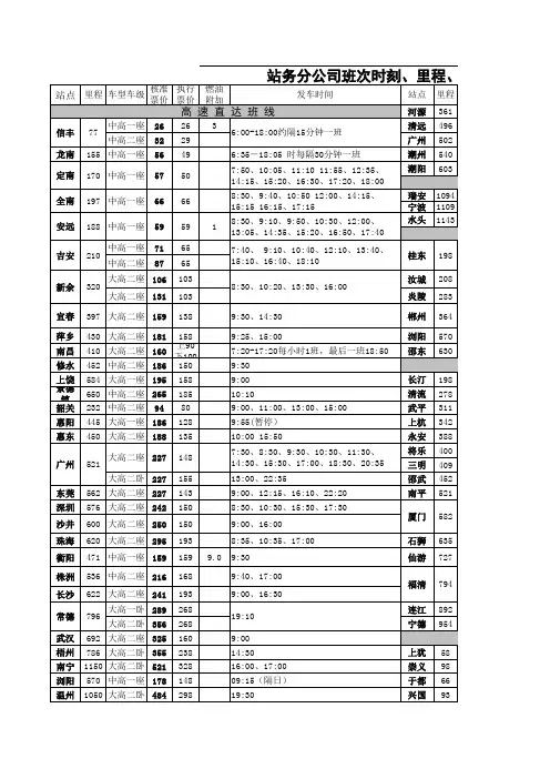 班车时刻表