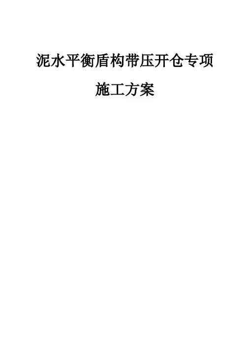 泥水平衡盾构带压开仓专项施工方案