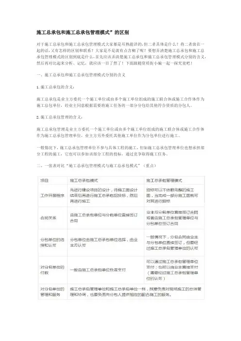 施工总承包和施工总承包管理模式