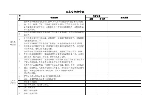 叉车安全检查表