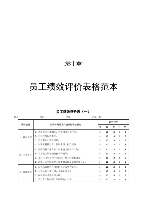 员工绩效评价表格范本.doc