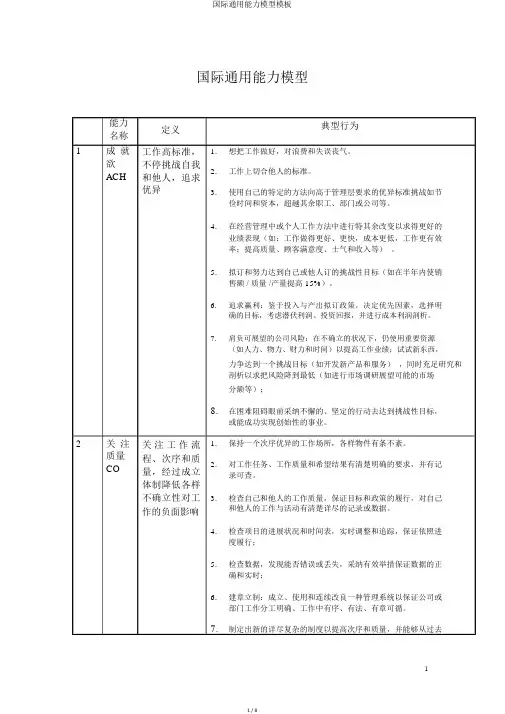 国际通用能力模型模板