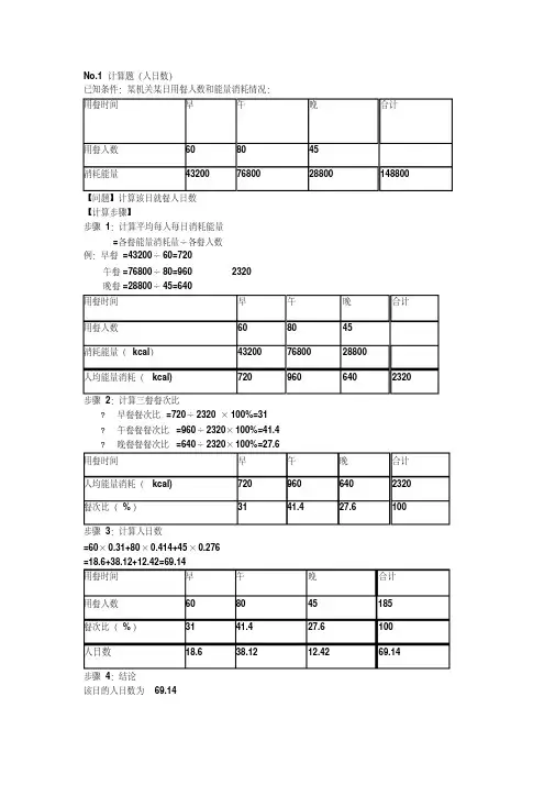 营养师计算例题