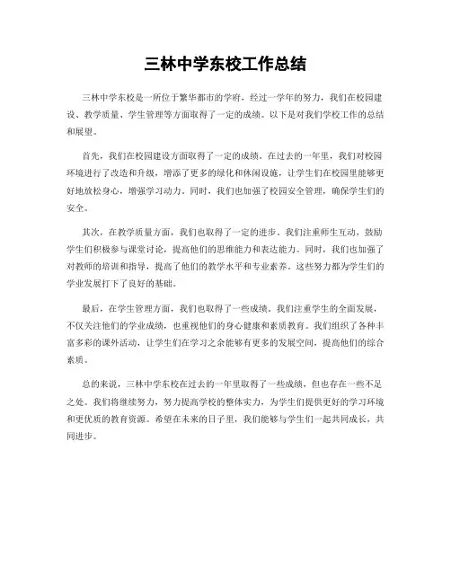 三林中学东校工作总结