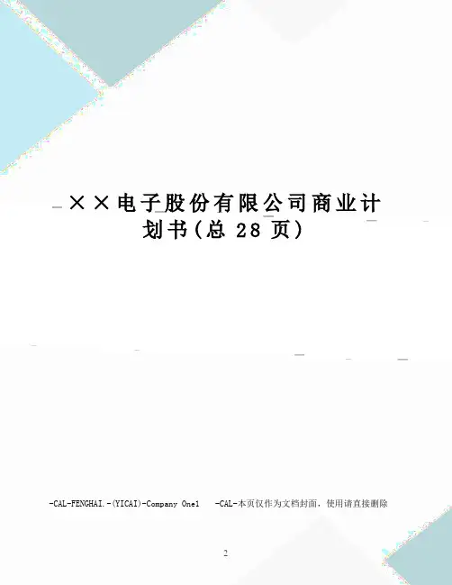 ××电子股份有限公司商业计划书