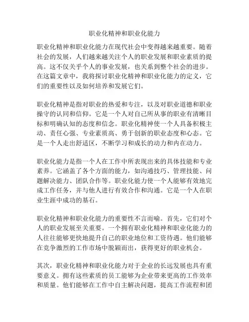 职业化精神和职业化能力