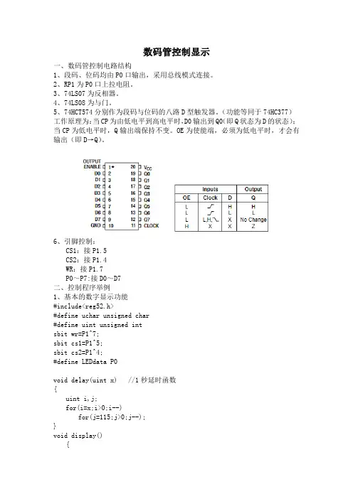 数码管控制显示说明