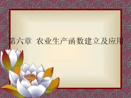 第六章  农业生产函数建立及应用(农业技术经济学-安徽农业大学,张士云)