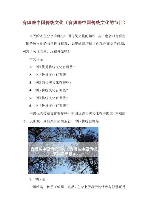 有哪些中国传统文化(有哪些中国传统文化的节目)