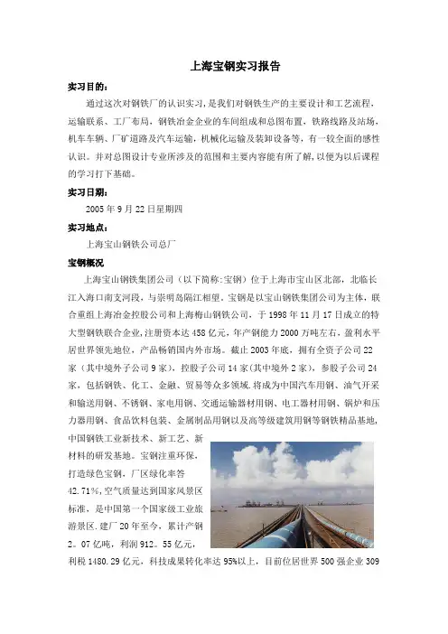 上海宝钢实习报告1