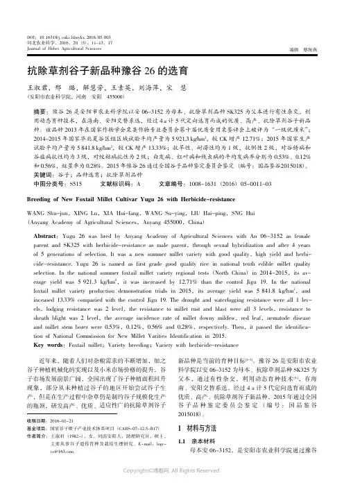 12871454_抗除草剂谷子新品种豫谷26_的选育