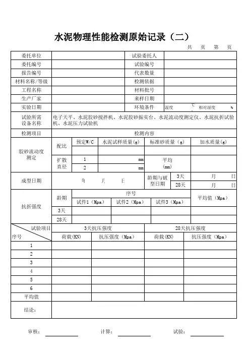 原材料原始记录表格(套)