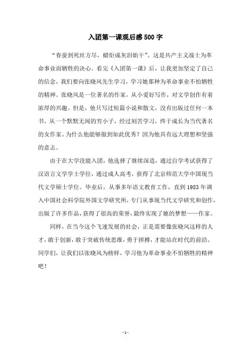 入团第一课观后感500字