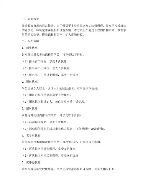 课程折扣设置方案模板范文