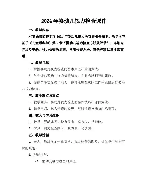 2024年婴幼儿视力检查课件