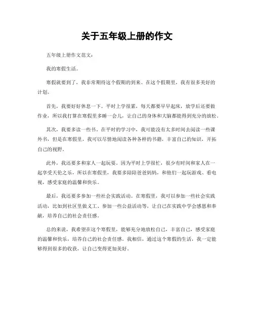 关于五年级上册的作文
