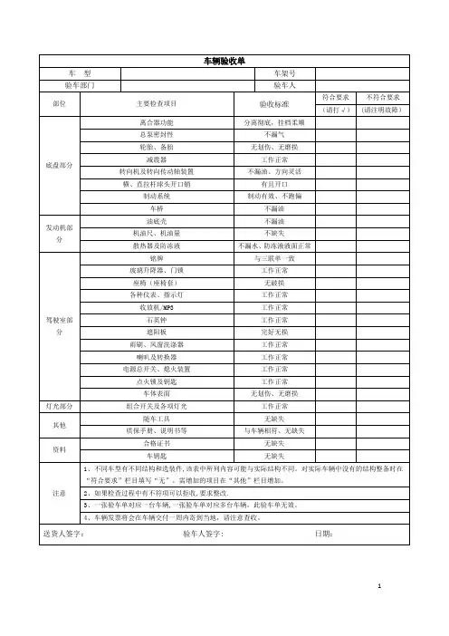 车辆验收单