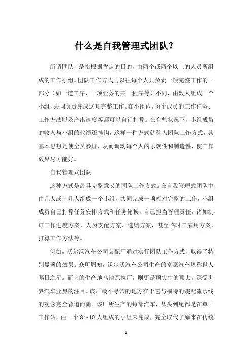 什么是自我管理式团队？