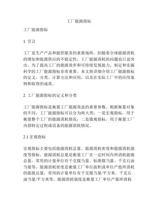 工厂能源指标