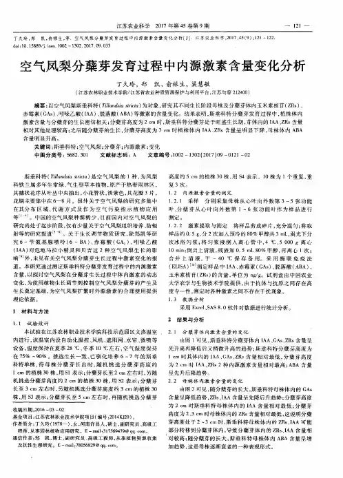 空气凤梨分蘖芽发育过程中内源激素含量变化分析