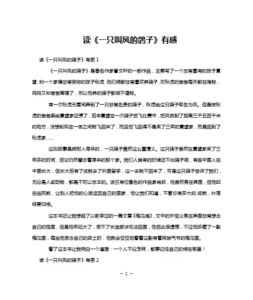 读《一只叫凤的鸽子》有感