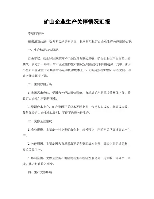 矿山企业生产关停情况汇报