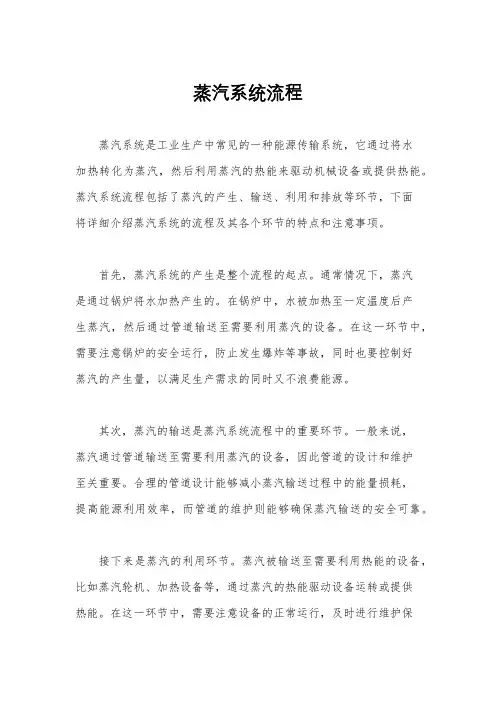 蒸汽系统流程