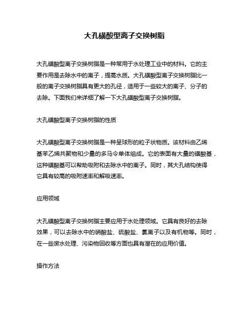 大孔磺酸型离子交换树脂
