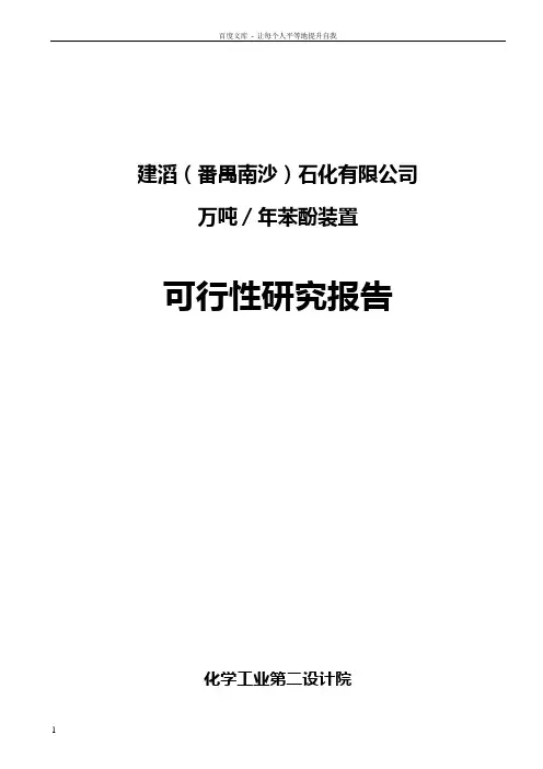 10万吨苯酚装置可行性研究报告