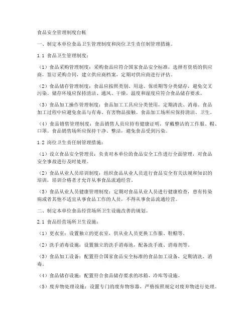 食品安全管理制度台帐