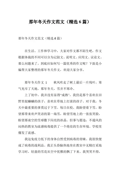 那年冬天作文范文(精选6篇)