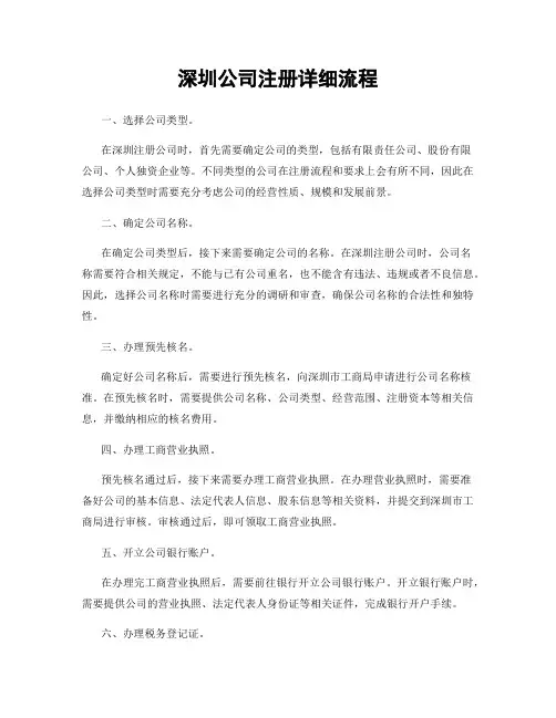 深圳公司注册详细流程