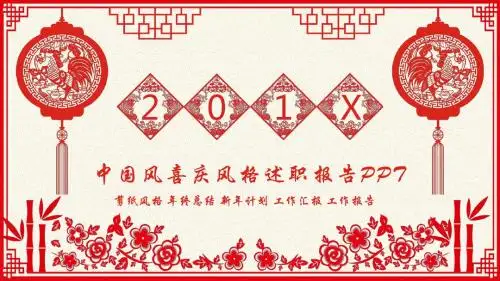 中国风喜庆风格述职报告PPT模板